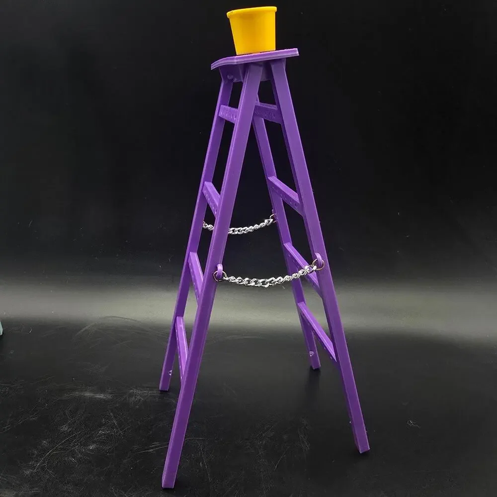 Vintage Purple Ladder Earring Rack Tree with Paint Bucket Plastic 1980s